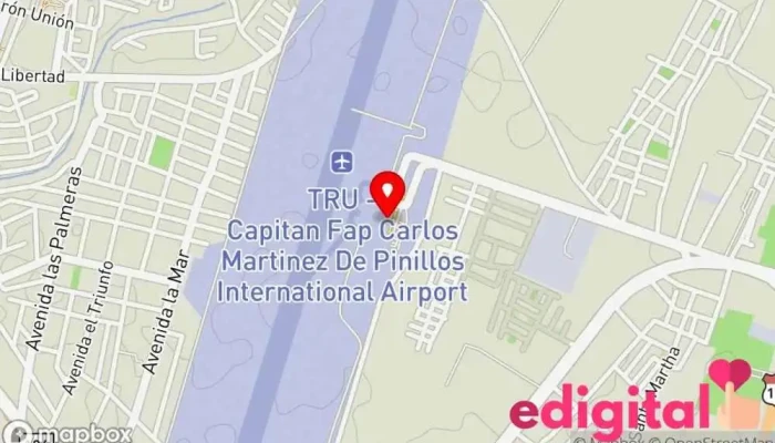 mapa de Aeropuerto Internacional Capitán FAP Carlos Martínez de Pinillos Aeropuerto internacional en Huanchaco 13000