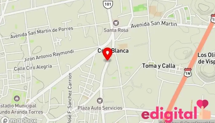 mapa de BOTICA CRUZ BLANCA Farmacia en Huacho