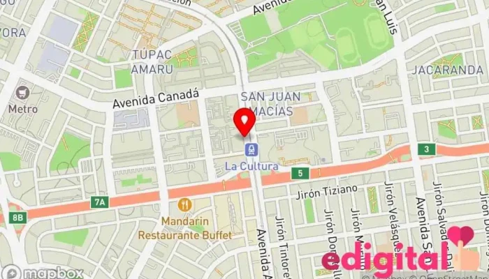mapa de BOTICA FARMACENTER SAN BORJA Farmacia, Médico de urgencias, Servicio de giros bancarios, Centro de ayuda para embarazadas, Tienda de vitaminas y suplementos en San Borja
