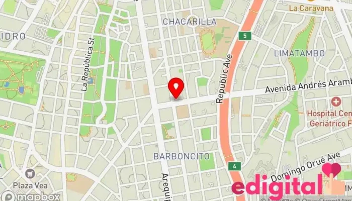 mapa de Botica Mi farma Farmacia en San Isidro