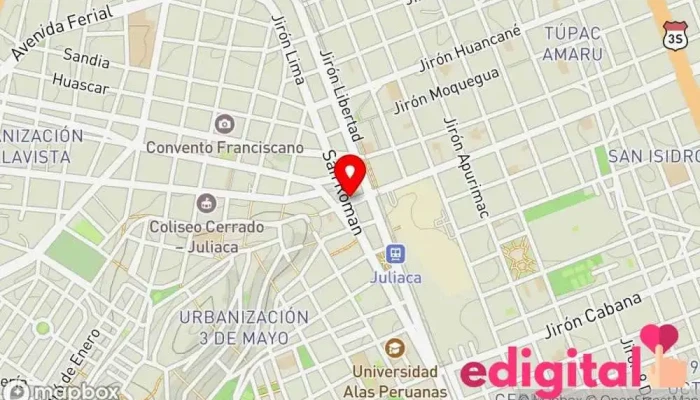 mapa de BOTICA SANTA CRUZ Tienda de comestibles, periódicos y medicamentos en Juliaca