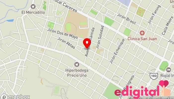 mapa de Botica y Perfumería CURARE Farmacia en Iquitos