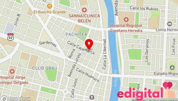 mapa de Cadena de Boticas 24 HORAS Farmacia en Piura