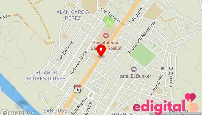 mapa de Clínica Veterinaria Nortevet Farmacia veterinaria en Tumbes