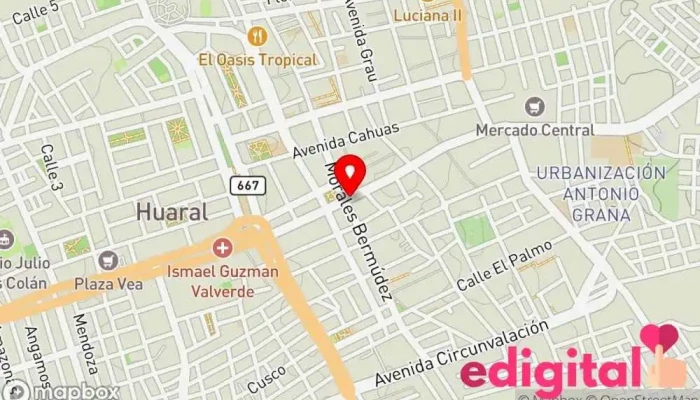 mapa de Hogar y Salud Tienda de comestibles, periódicos y medicamentos en Huaral