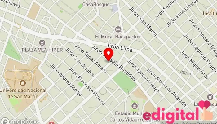 mapa de InkaFarma Farmacia, Tienda de comestibles, periódicos y medicamentos en Tarapoto