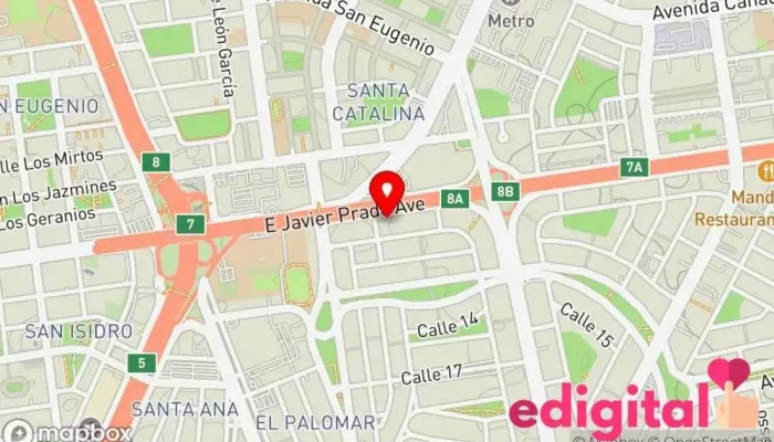 mapa de Instituto de Educación Superior Ricardo Palma Universidad privada, Escuela comunitaria, Escuela de formación para emergencias, Escuela de enfermería, Escuela técnica en San Isidro