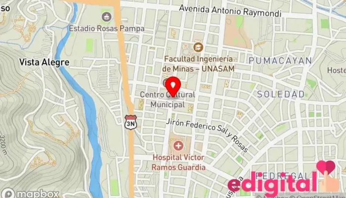 mapa de La Aurora Alojamiento con servicio en Huaraz
