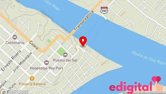 mapa de Madre de Dios Ferry Dock Terminal de ferry en Puerto Maldonado