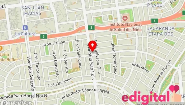 mapa de MiFarma Farmacia, Tienda de comestibles, periódicos y medicamentos en San Borja