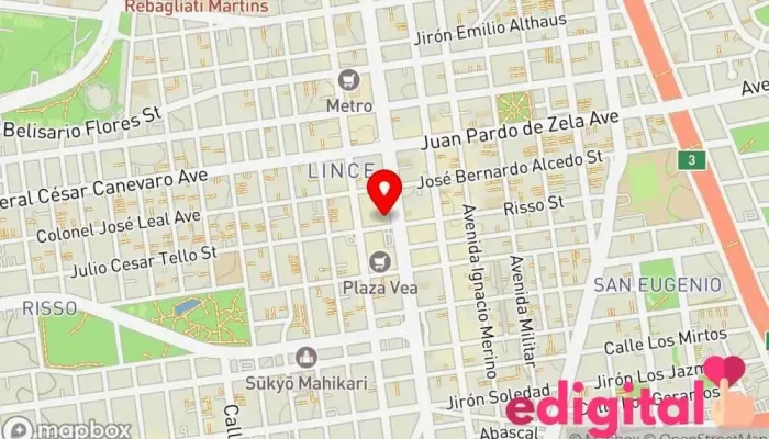 mapa de Mifarma + Farmacia, Tienda de comestibles, periódicos y medicamentos en Lince