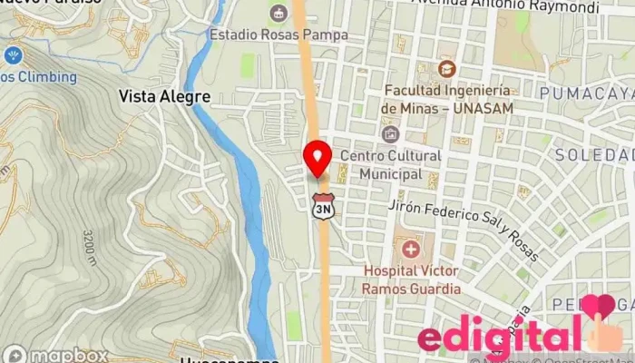 mapa de Paradero Recuay, Catac Servicio de transporte en Huaraz