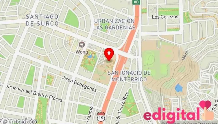 mapa de Universidad Ricardo Palma Universidad privada, Universidad en Santiago de Surco