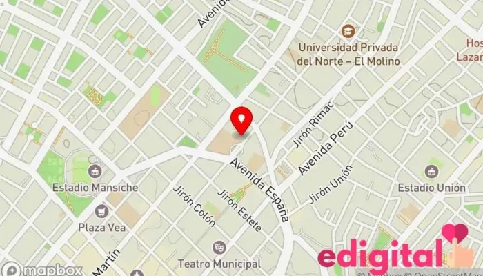 mapa de Via Servicio de transporte en Trujillo 13001